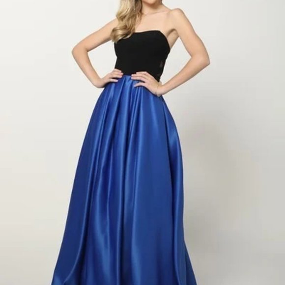 NEW PROM PARTY WEDDING EVENING Strapless Straight Neck A-Line Prom Dress JT694